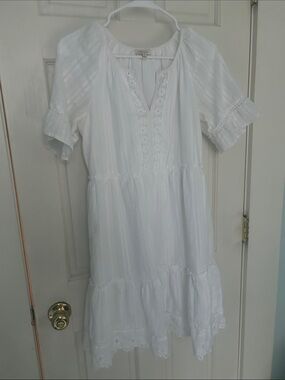 Boho White Eyelet Tiered Mini Dress